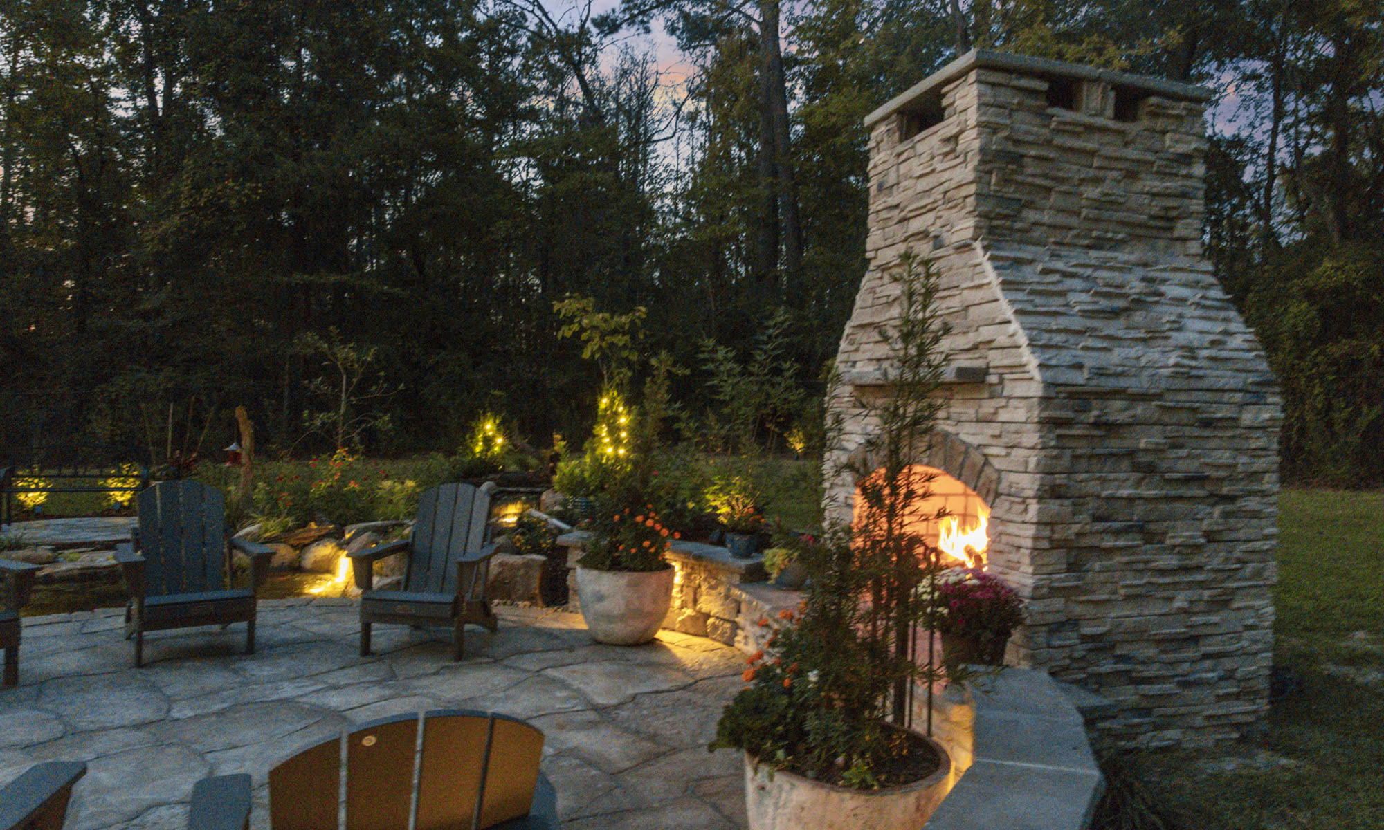 Superscapes hardscaping at dusk